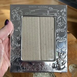 VINTAGE Silver Birth Record Photo Frame
